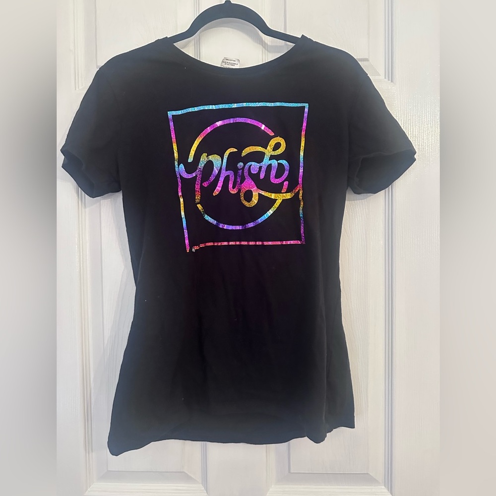 Custom made Phish rainbow metallic logo shirt. Black. Medium.